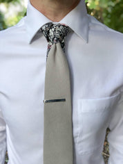 Gray Black Floral Peekaboo Tie - STYLETIE