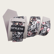 Gray Black Floral Peekaboo Tie - STYLETIE