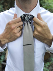 Gray Black Floral Peekaboo Tie - STYLETIE