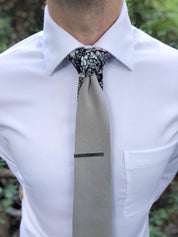Gray Black Floral Peekaboo Tie - STYLETIE