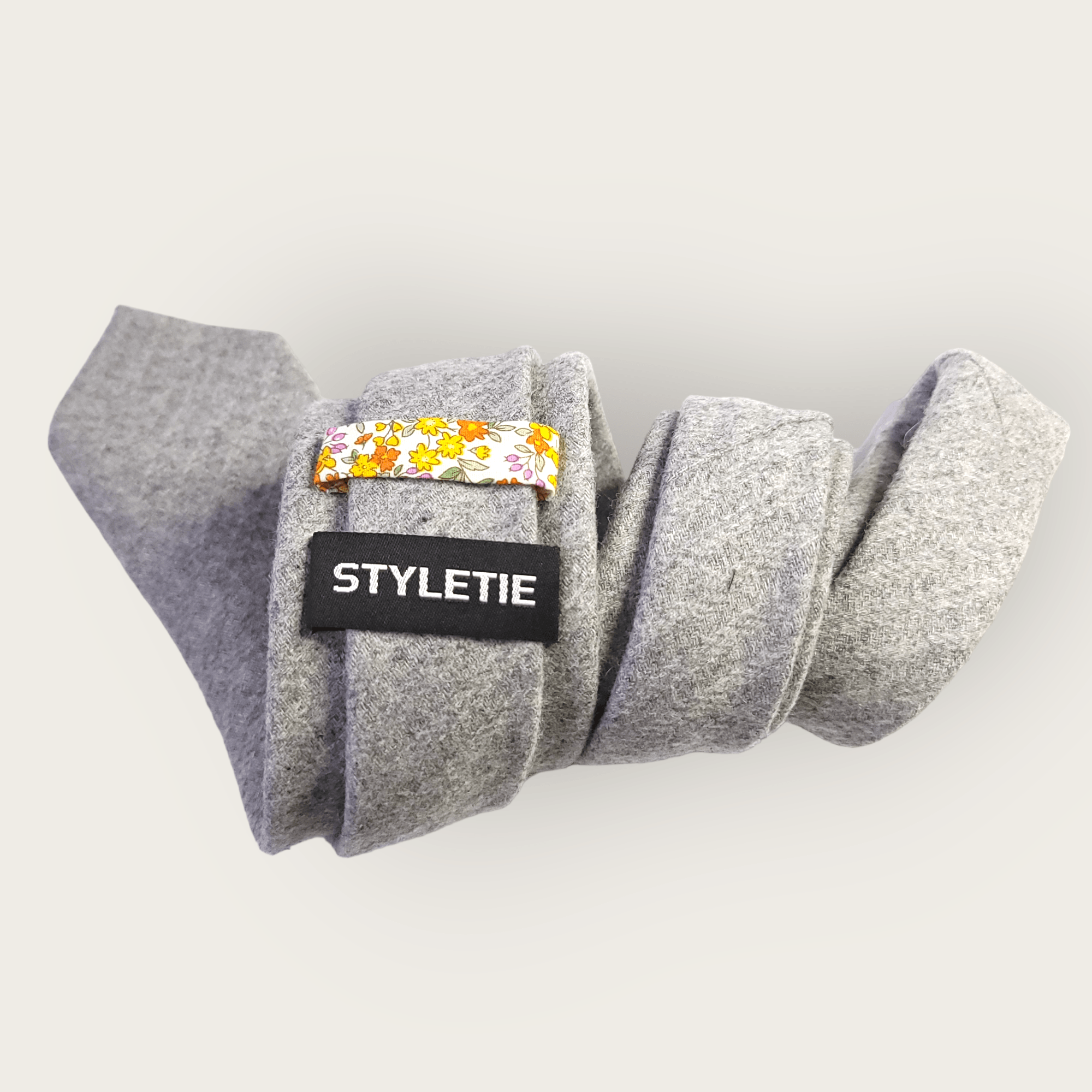 Gray Wool Floral Tie - STYLETIE
