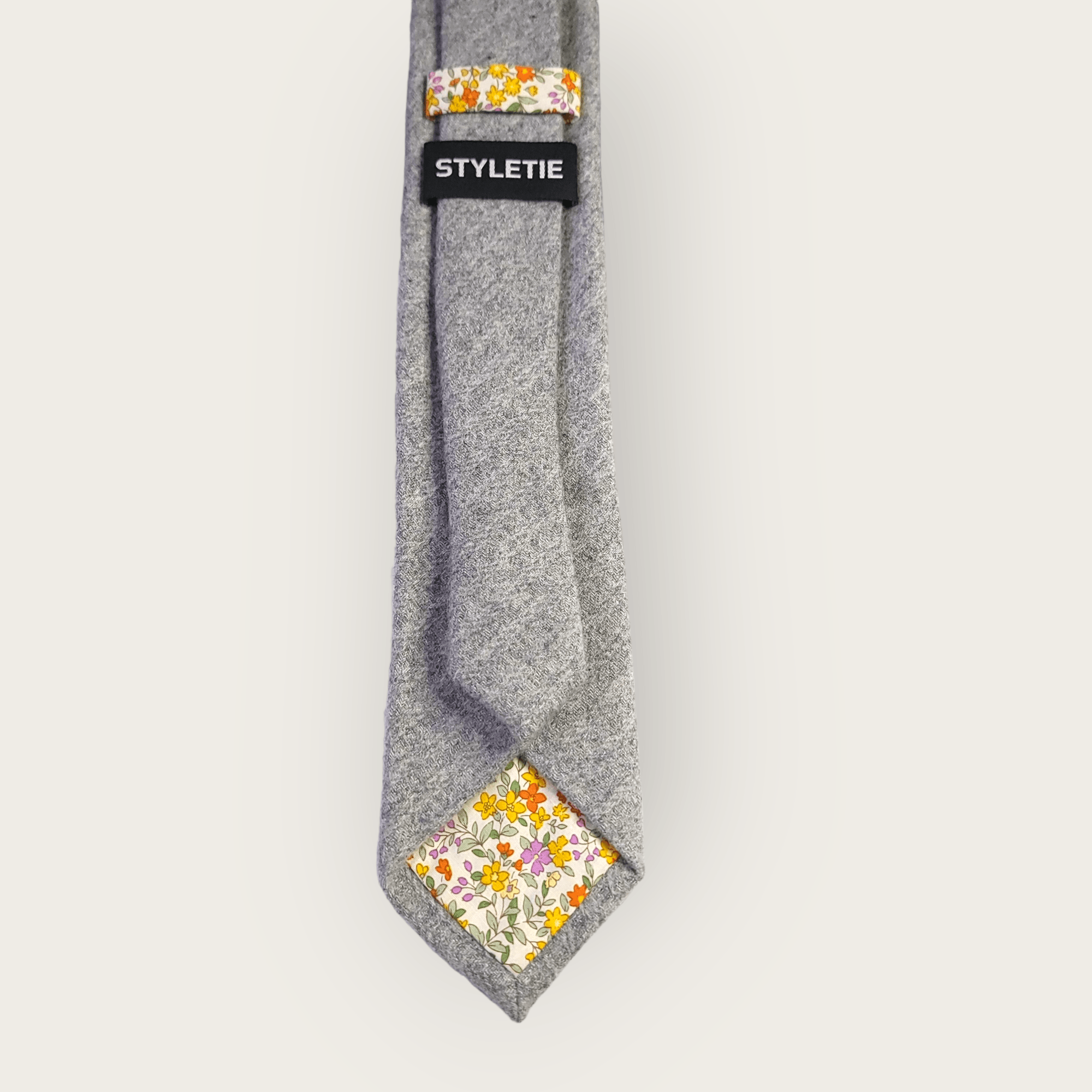 Gray Wool Floral Tie - STYLETIE