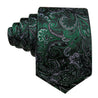 Green Silver Paisley Silk Tie Pocket Square Cufflink Set - STYLETIE