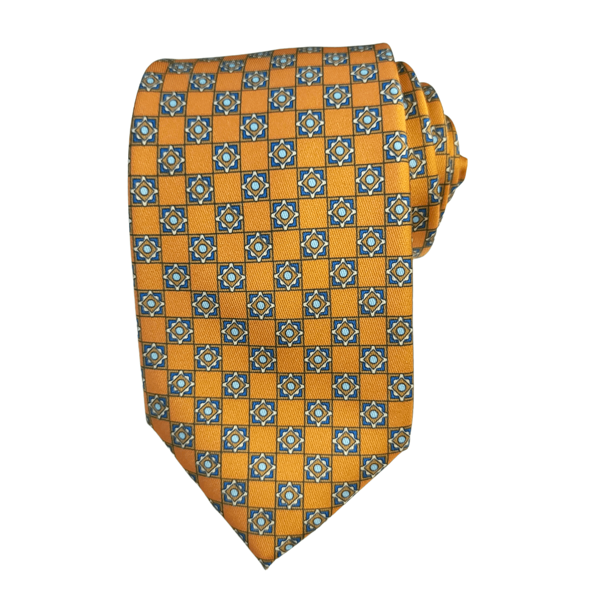 Honey Orange Blue Plaid Tie - STYLETIE