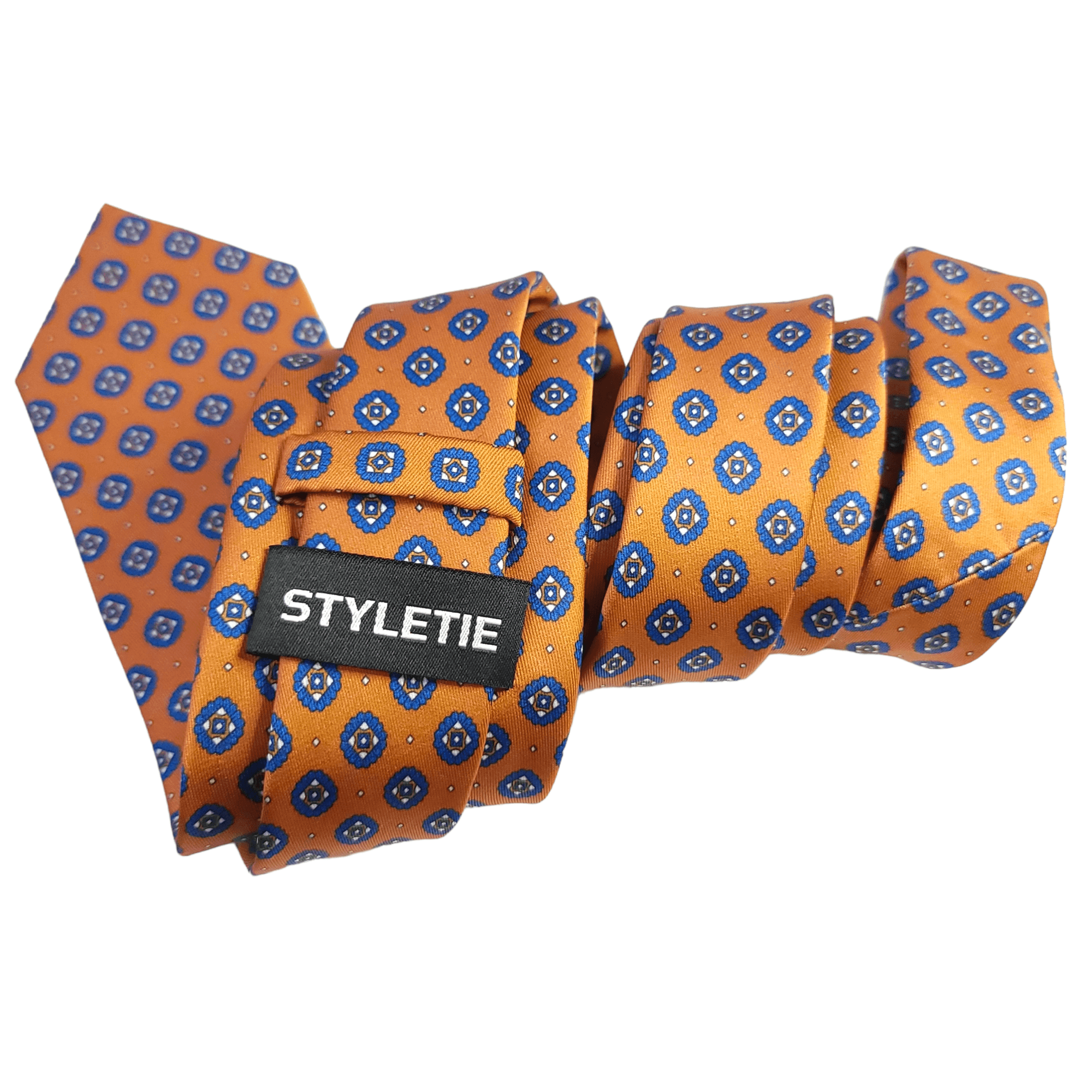 Honey Orange Blue Polka Dot Tie - STYLETIE