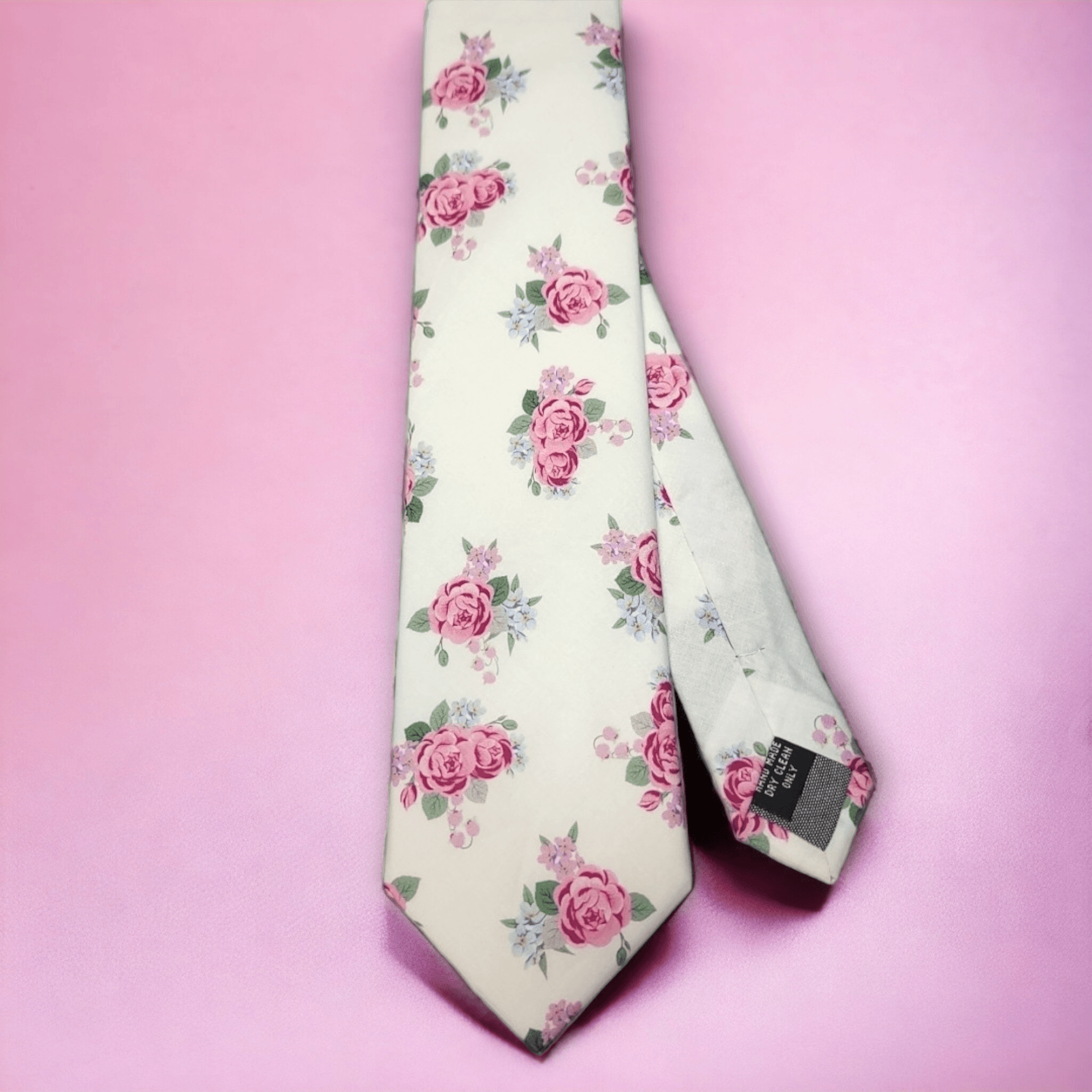 Ivory Pink Floral Leaf Tie - STYLETIE