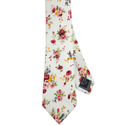 Ivory Rose Pink Slim Floral Tie - STYLETIE