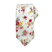 Ivory Rose Pink Slim Floral Tie - STYLETIE