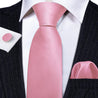 Light Pink Solid Silk Tie Pocket Square Cufflink Set - STYLETIE