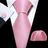 Light Pink Solid Silk Tie Pocket Square Cufflink Set - STYLETIE