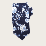 Navy Baby Blue Floral Slim Tie - STYLETIE