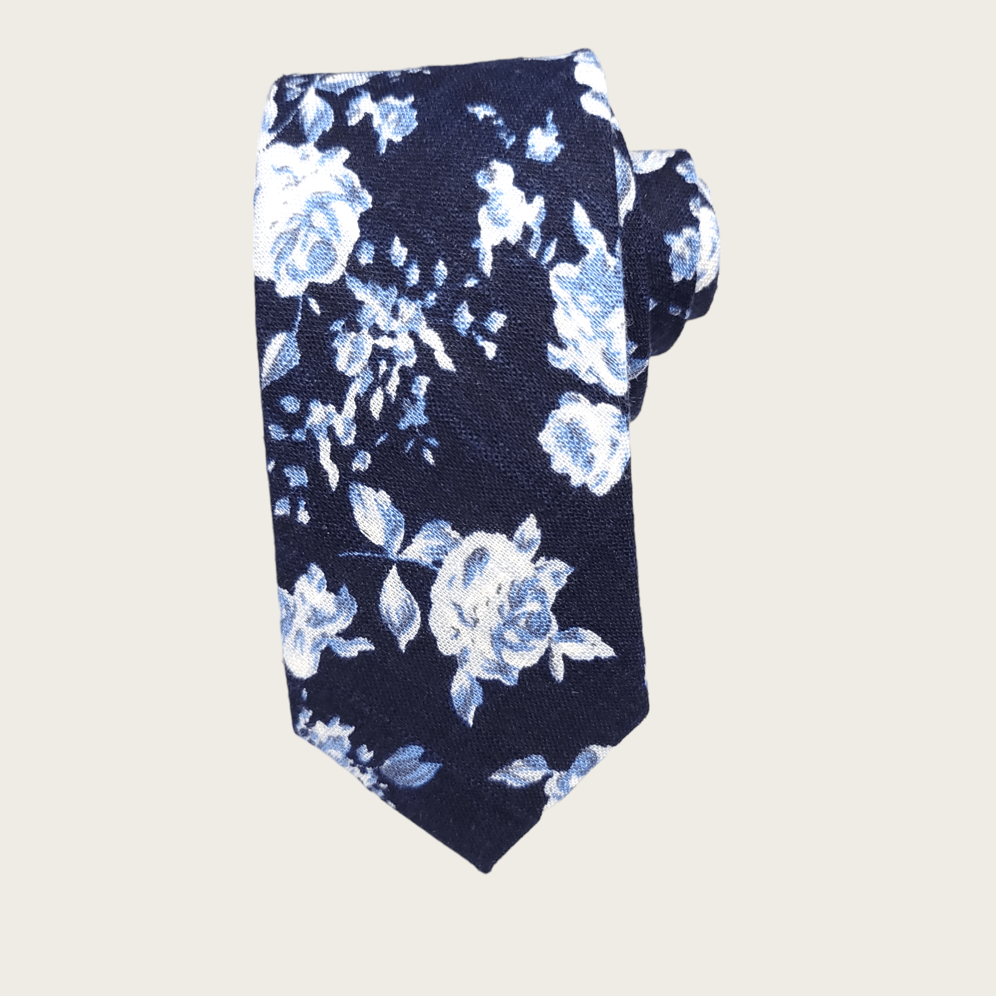 Navy Baby Blue Floral Slim Tie - STYLETIE
