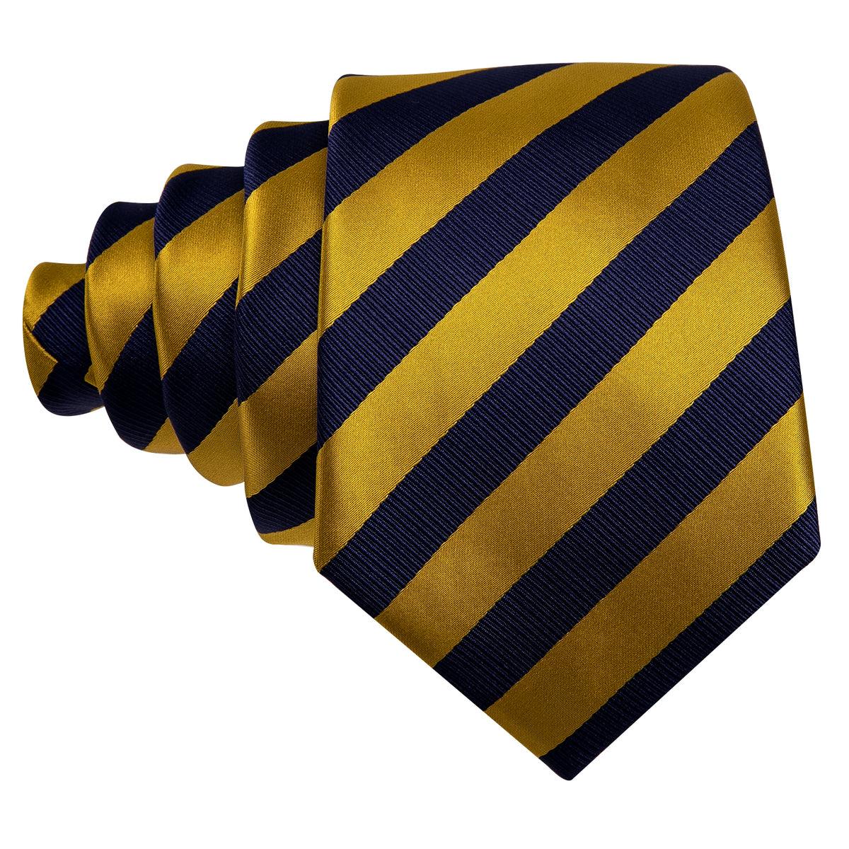 Navy Blue and Gold Striped Tie