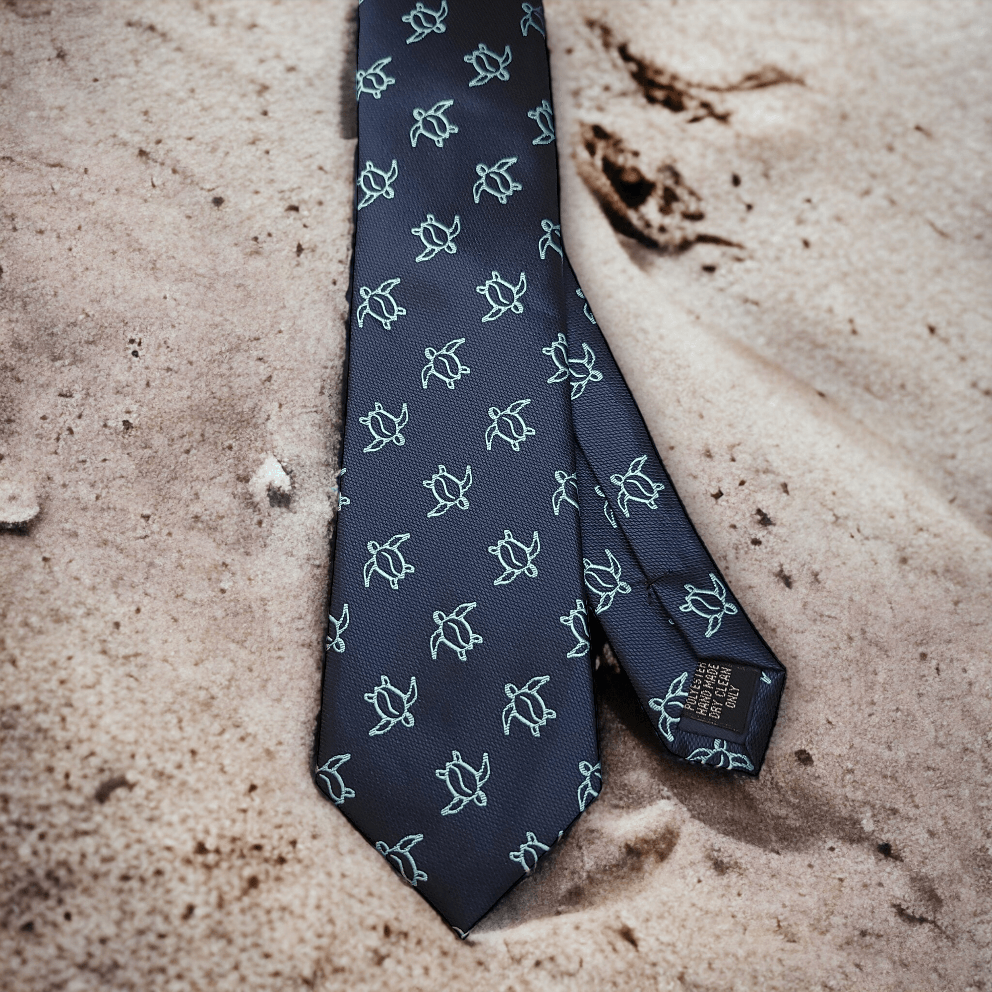 Navy Blue Light Blue Turtle Pattern Tie - STYLETIE