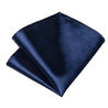 Navy Blue Solid Silk Tie Pocket Square Cufflink Set - STYLETIE