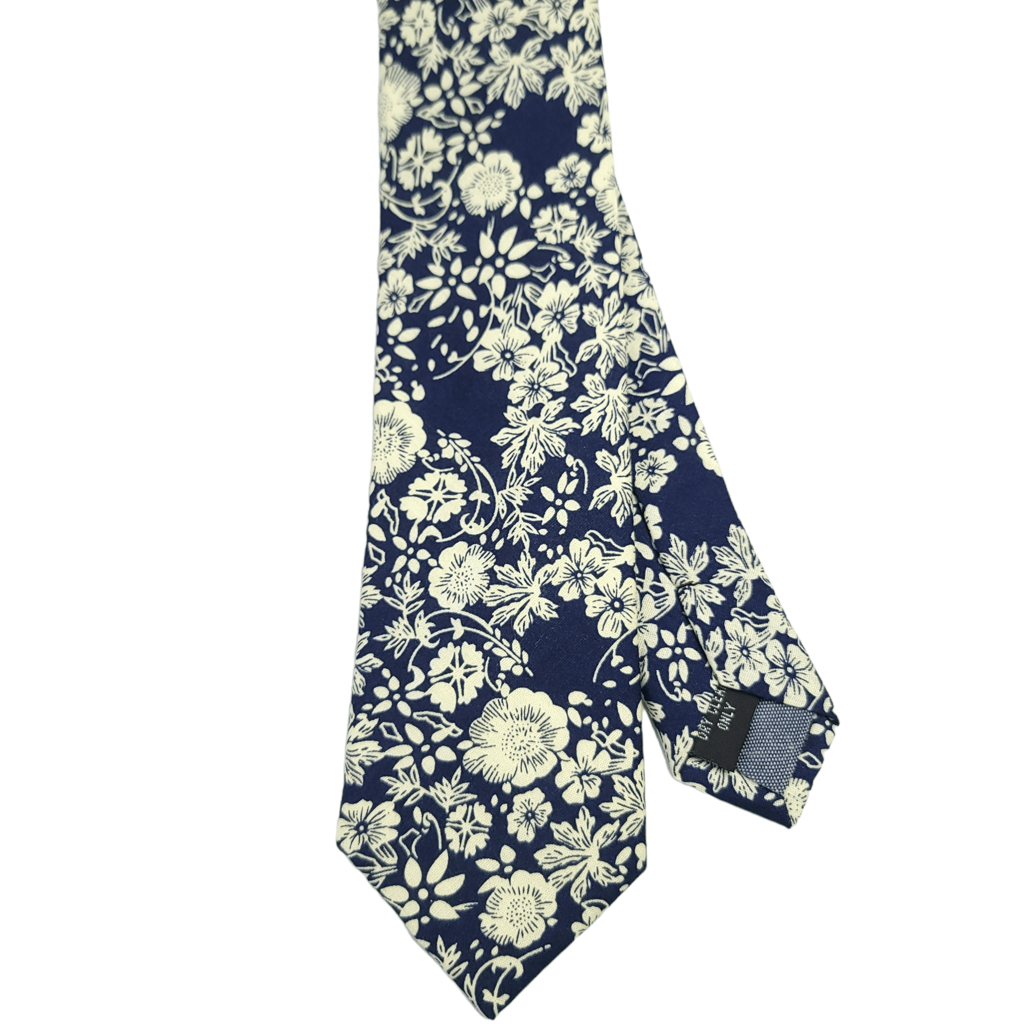 Navy Blue White Floral Slim Tie - STYLETIE