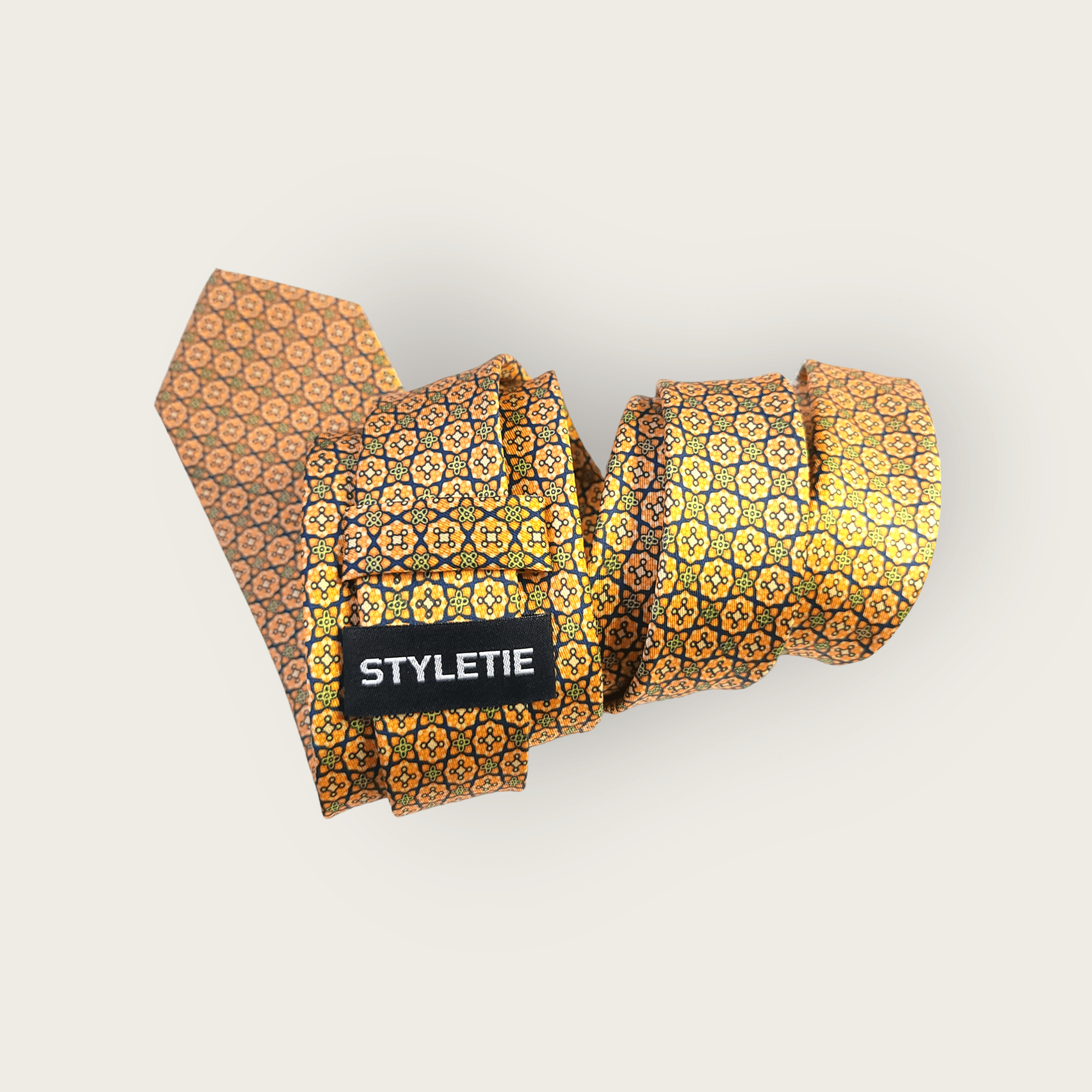 Orange Yellow Geometric Tie - STYLETIE