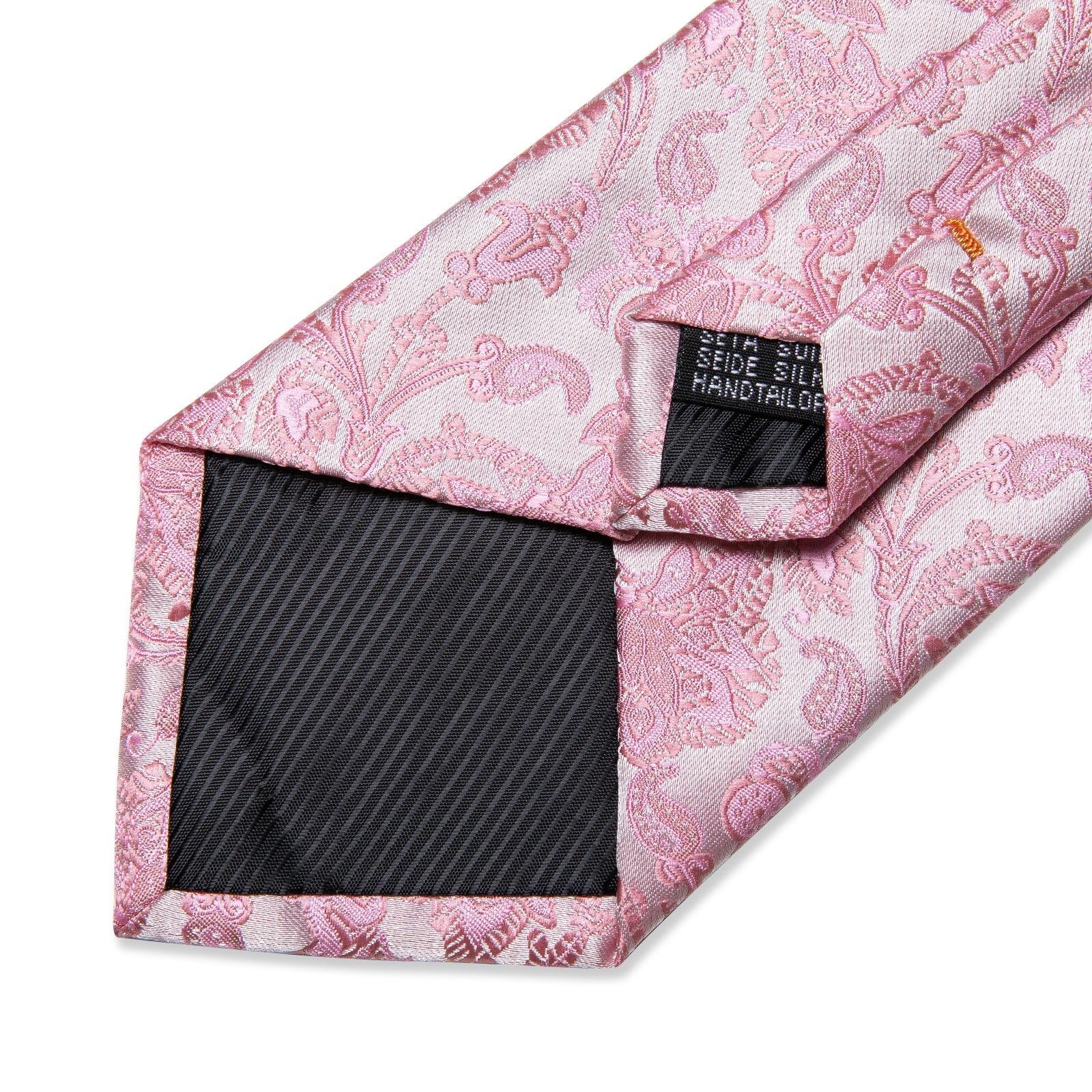 Pink Floral Pattern Silk Tie Pocket Square Cufflink Set - STYLETIE