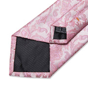 Pink Floral Pattern Silk Tie Pocket Square Cufflink Set - STYLETIE