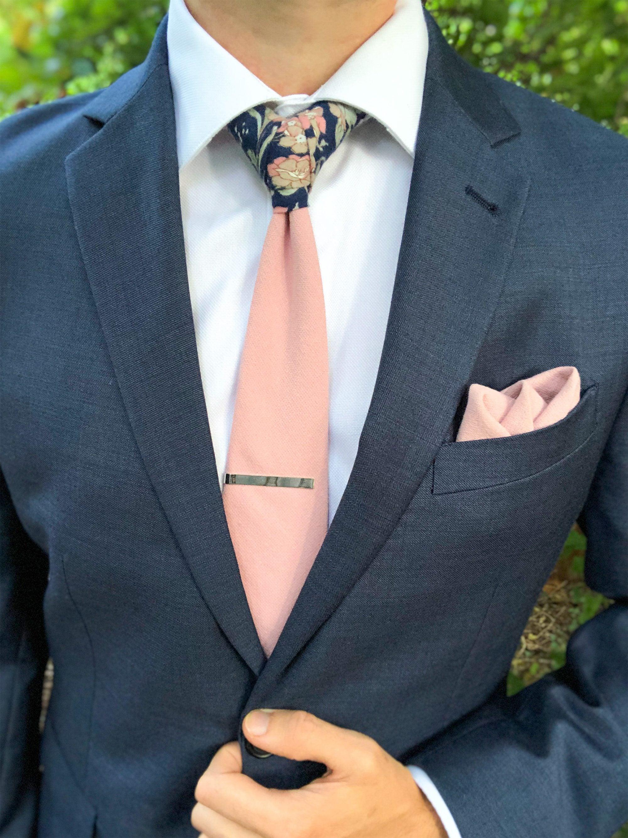 Pink Navy Blue Floral Peekaboo Tie - STYLETIE