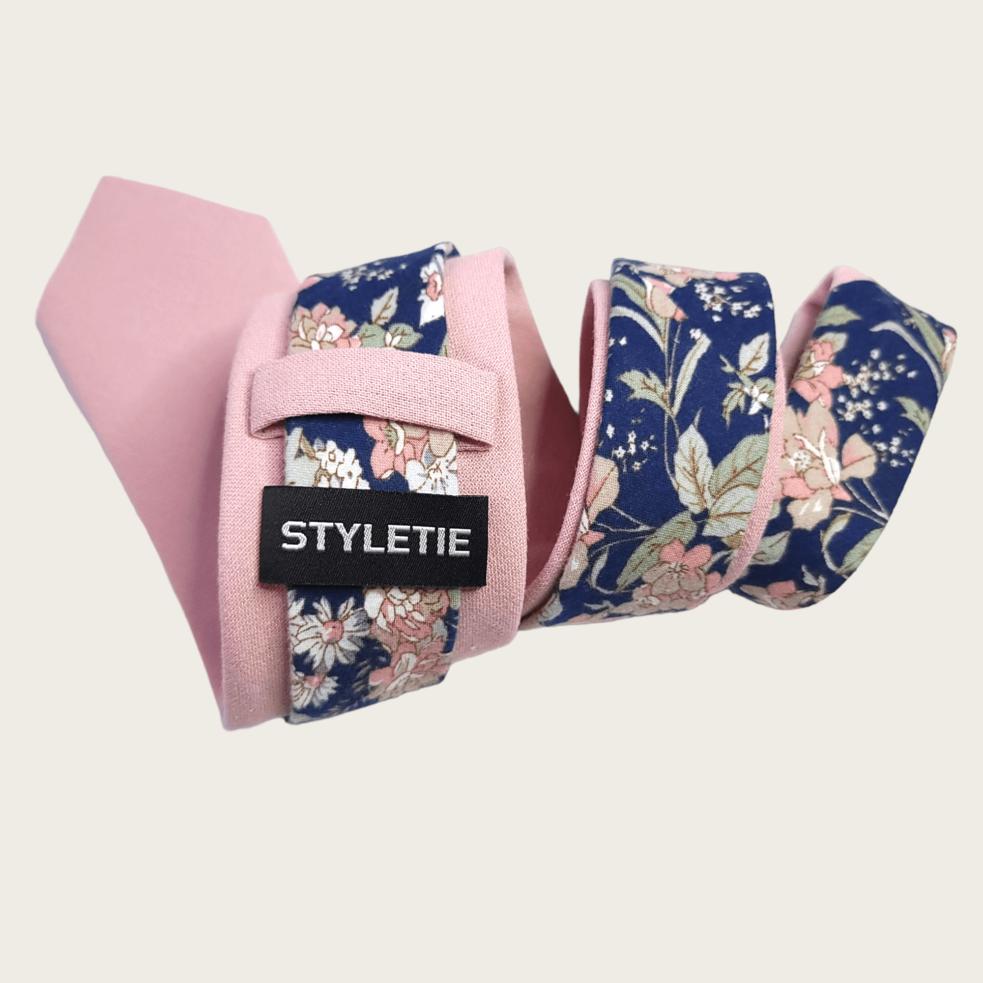 Pink Navy Blue Floral Peekaboo Tie - STYLETIE