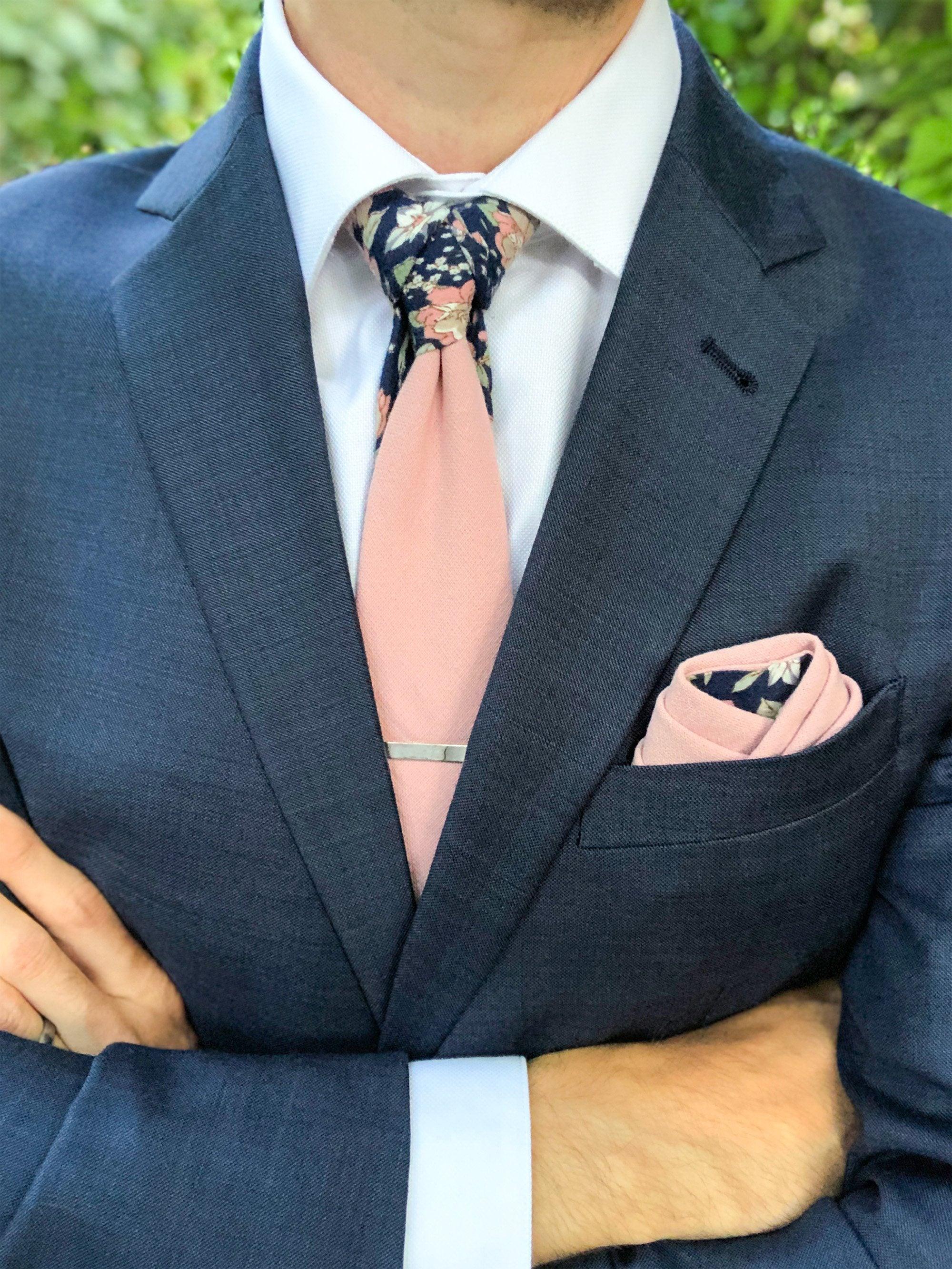 Pink Navy Blue Floral Peekaboo Tie - STYLETIE