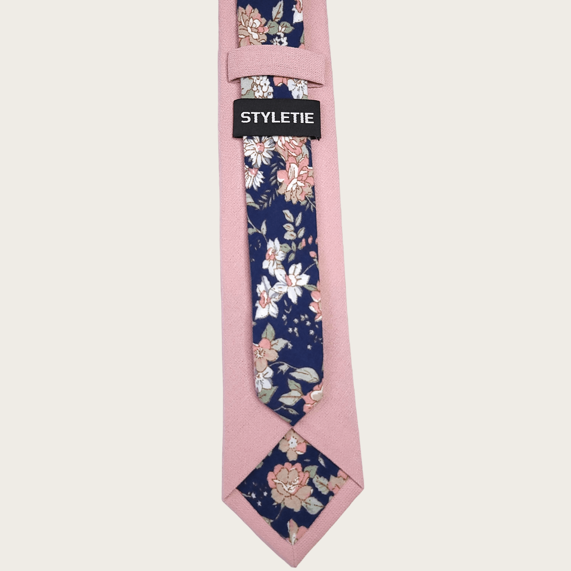 Pink Navy Blue Floral Peekaboo Tie - STYLETIE