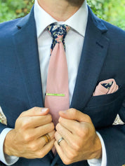 Pink Navy Blue Floral Peekaboo Tie - STYLETIE