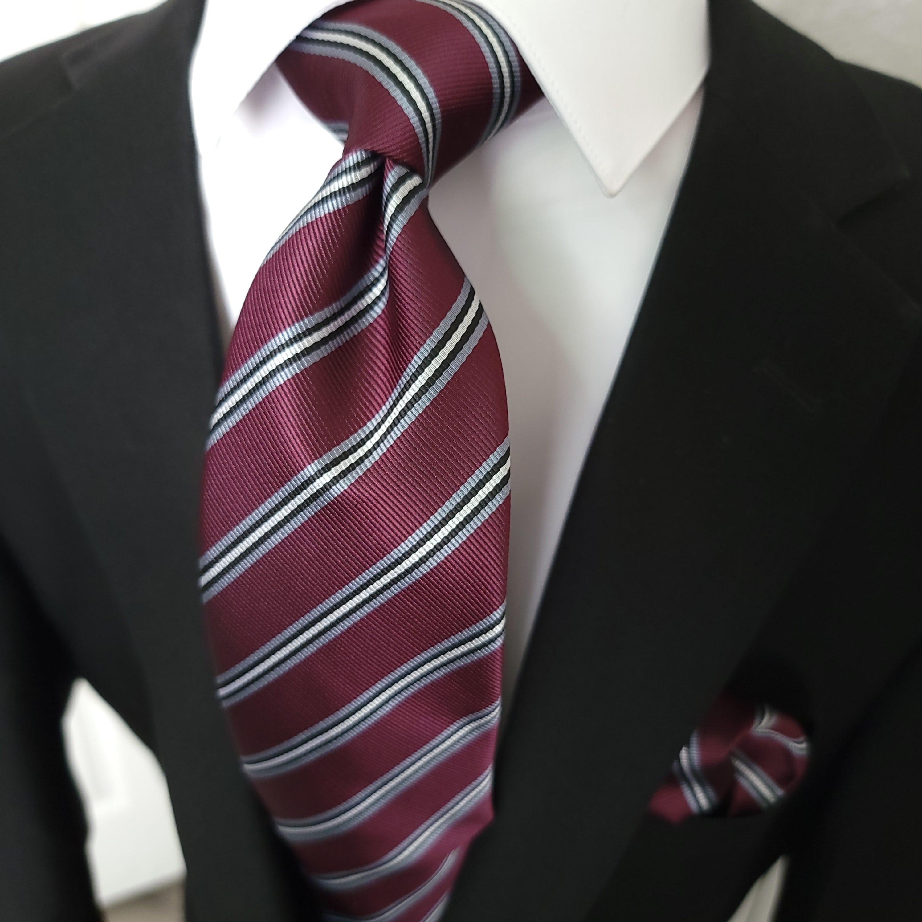 Purple Striped Silk Tie Pocket Square Cufflink Set - STYLETIE
