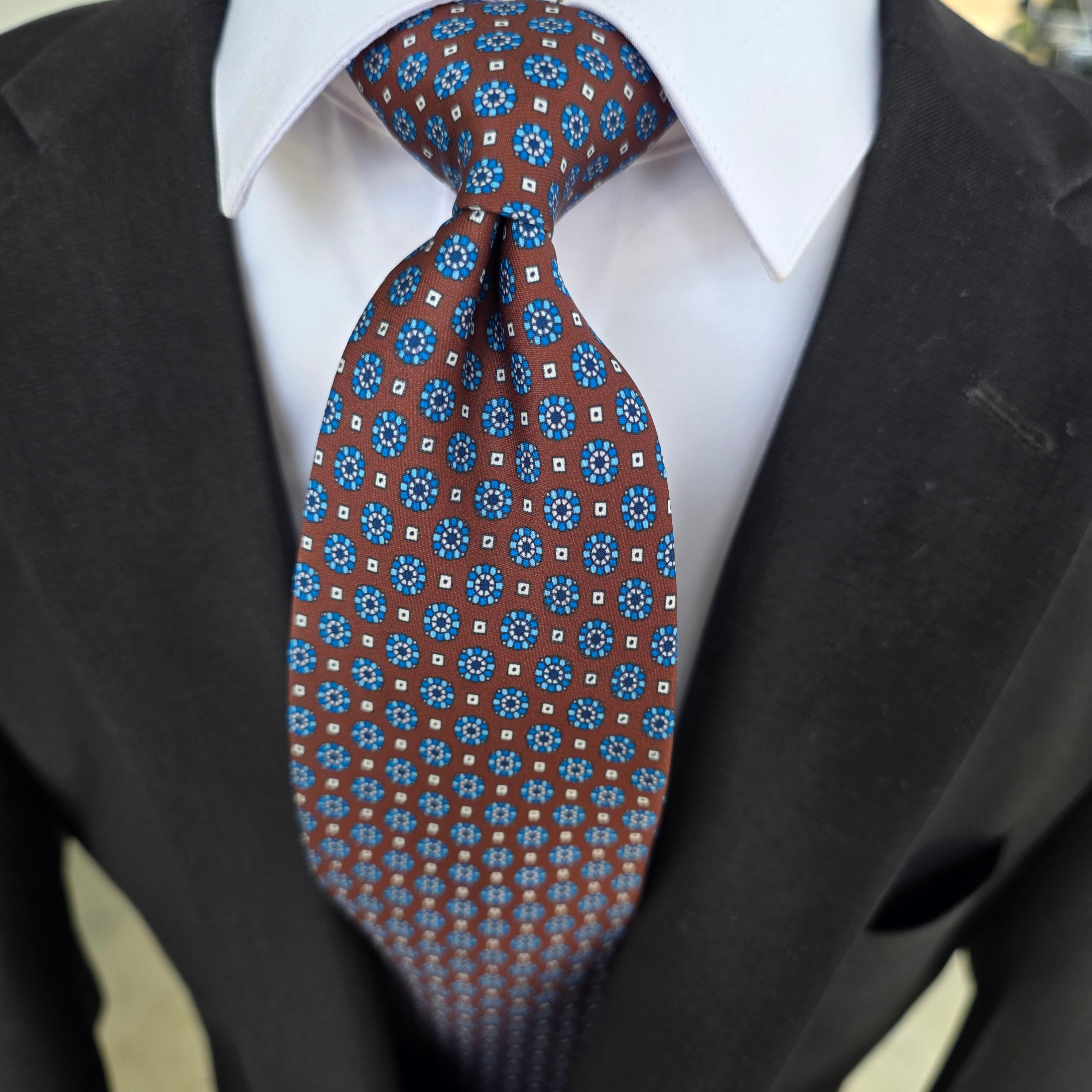 Brown Blue Polka Dot Tie