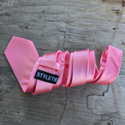 Light Pink Solid Silk Tie Pocket Square Cufflink Set