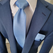 Baby Blue Solid Silk Tie Pocket Square Cufflink Set