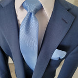 Baby Blue Solid Silk Tie Pocket Square Cufflink Set