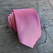 Light Pink Solid Silk Tie Pocket Square Cufflink Set