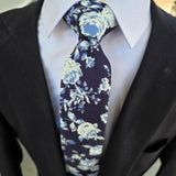 Navy Baby Blue Floral Slim Tie