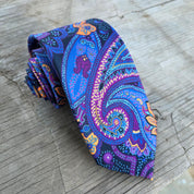 Navy Blue Purple Paisley Tie