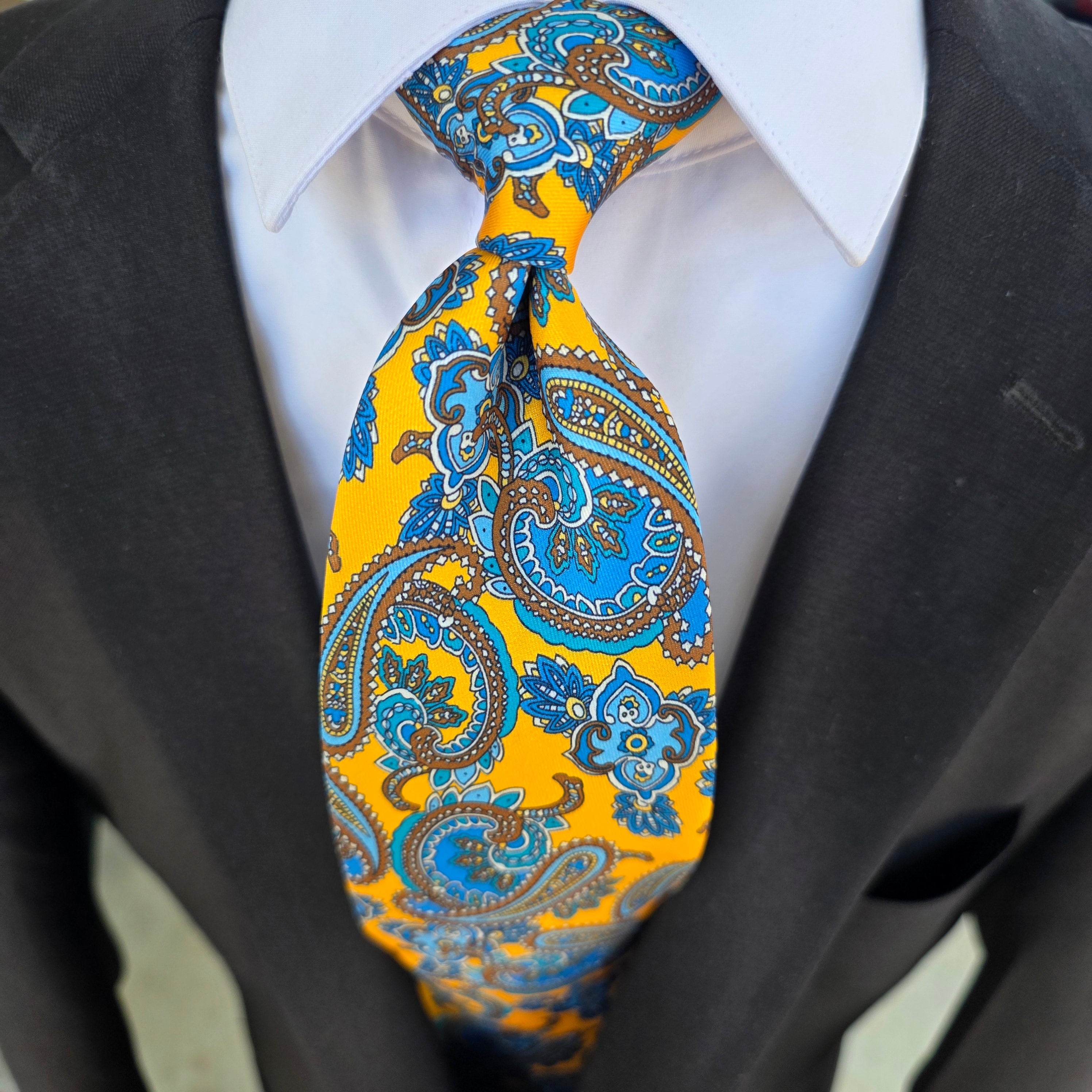 Yellow Blue Paisley Tie