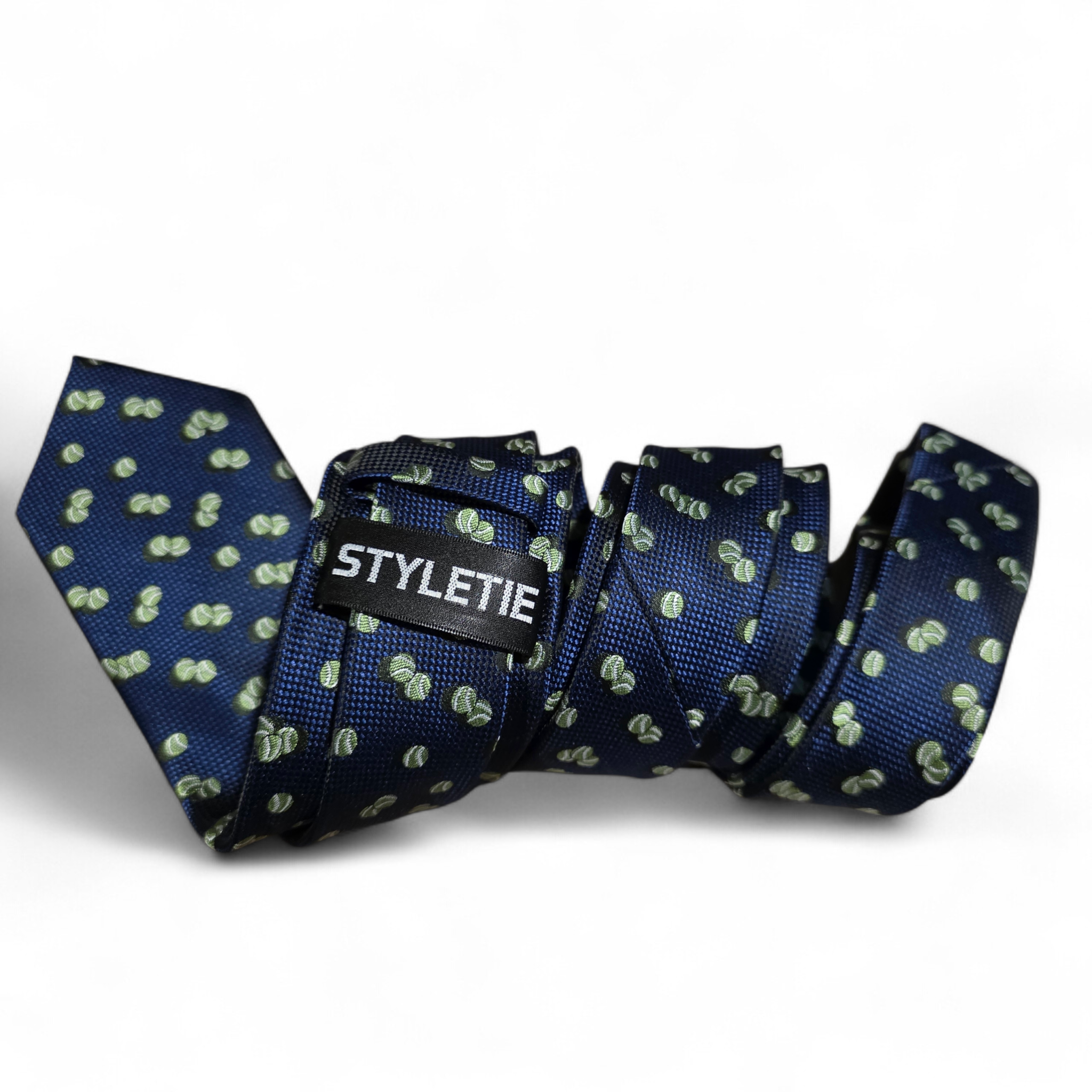 Navy Blue Tennis Silk Tie Pocket Square Cufflink Set