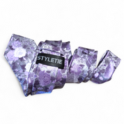 Purple Lavender Floral Silk Tie Pocket Square Cufflink Set