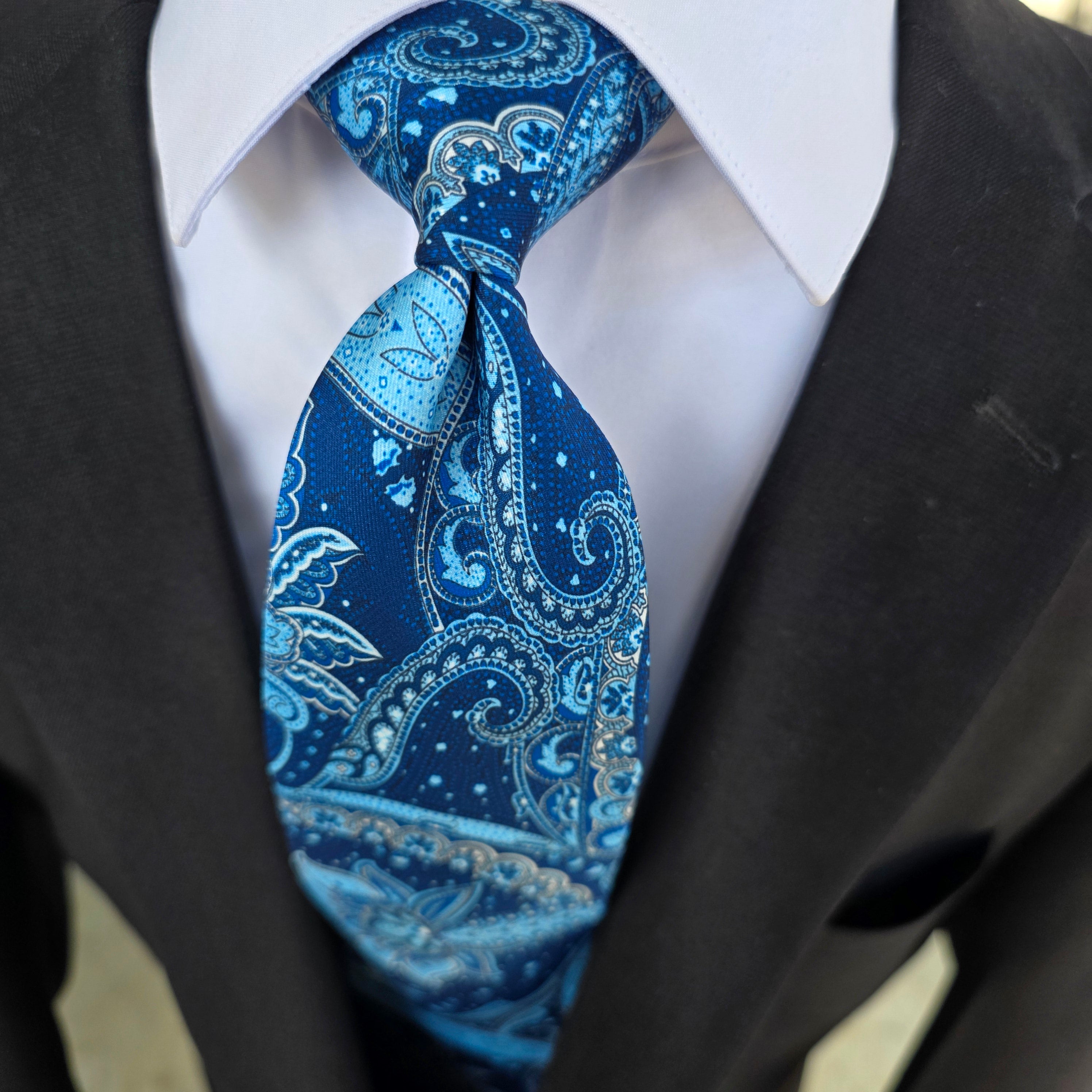 Blue Paisley Floral Tie