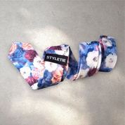 Blue White Peach Burgundy Floral Silk Tie