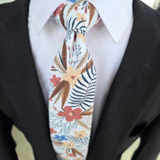 White Leaf Floral Slim Tie