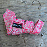 Bubblegum Pink Flower Silk Tie Pocket Square Cufflink Set