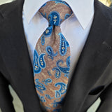 Peanut Brown Blue Paisley Tie
