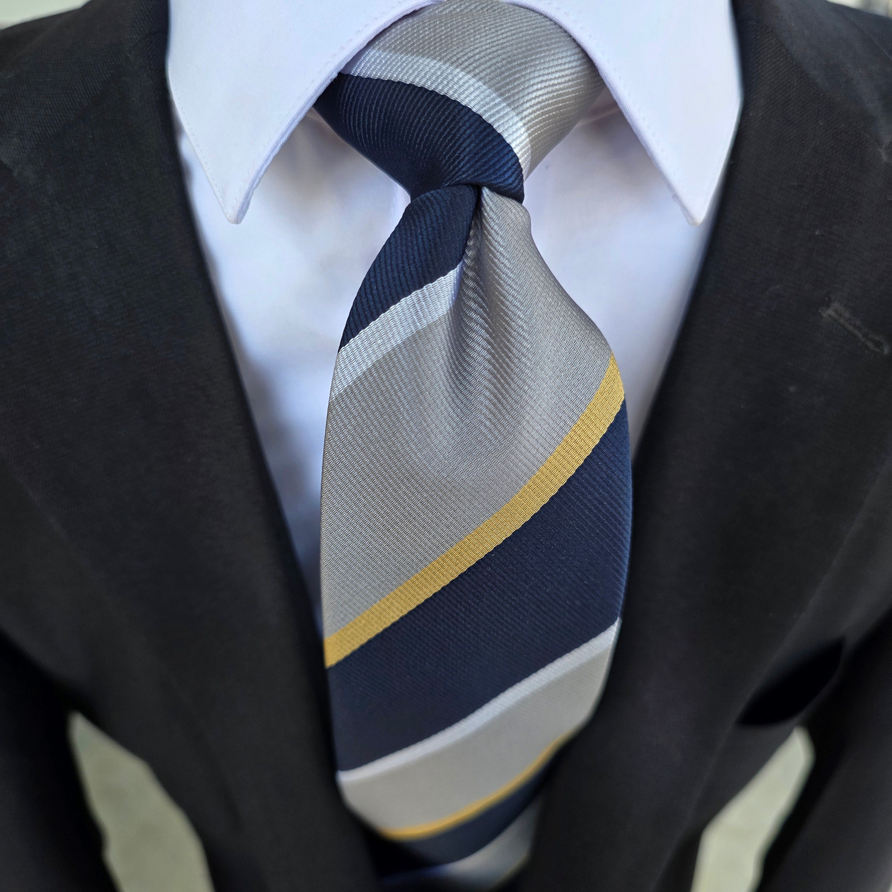 Blue Gray Stripe Tie
