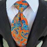 Orange Blue Paisley Tie