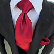 Wine Red Burgundy Silk Tie Pocket Square Cufflink Set