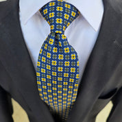 Navy Blue Yellow Dot Tie