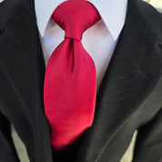 Bright Burgundy Solid Silk Tie Pocket Square Cufflink Set