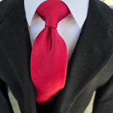 Bright Burgundy Solid Silk Tie Pocket Square Cufflink Set